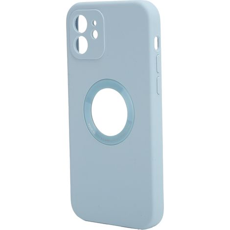 Coque de téléphone en silicone liquide à protection intégrale pour iPhone 12/12 Pro, étanche, bleu-gris (1/5)