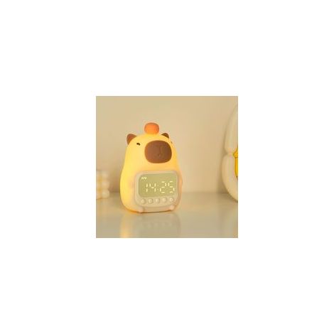 Capybara Réveil avec Veilleuse, Jolie Horloge Capybara, Veilleuse à intensité Variable, Rechargeable, Horloge d'entraînement au Sommeil, Horloge de Réveil pour Enfants, étudiants (1/5)