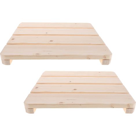 2 Stück Holz Badematten aus Kiefernholz 30x30cm rutschfest