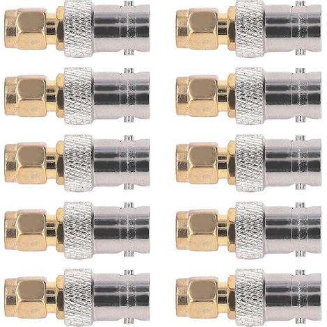 Ensemble de 10 adaptateurs pour câble coaxial RF (BNC femelle vers SMA mâle)