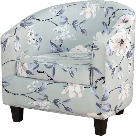 Housse de canapé semi-circulaire Ander Online Modèle unique Blanc Intégrale avec housse de coussin Protection complète pour fauteuil club (1/4)
