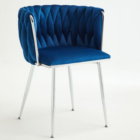 GagaChaises de salle à manger en velours, lot de 2, bleu marine (1/5)