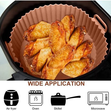 Nouveau tapis de cuisson rond en silicone épais pour friteuses à air, marron. (1/5)