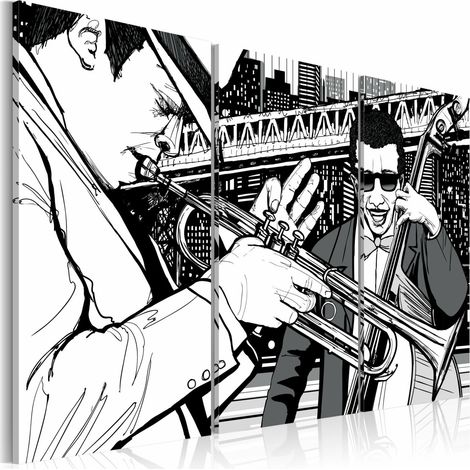 Tableau concert de jazz sur fond de gratte-ciels de new york - 90 x 60 cm (1/4)