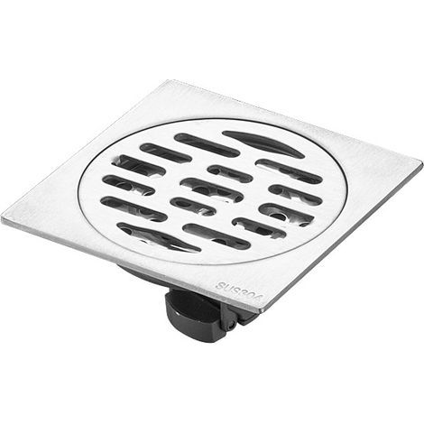 piece (approx. 100 x 100 x 3 mm) Thick, square, stainless steel drain pipe, odorless, for bathroom, hotel, shower drain grate (1/3)