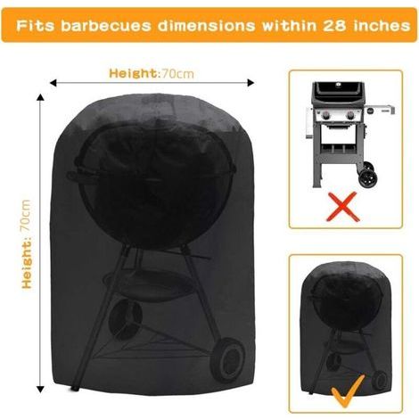 Housse de Barbecue 70x70 cm, Bâche de Protection Imperméable et Anti-UV en Tissu Oxford 210D, Couverture Résistante au Vent et à la Poussière pour Barbecue Extérieur, Noir (1/5)