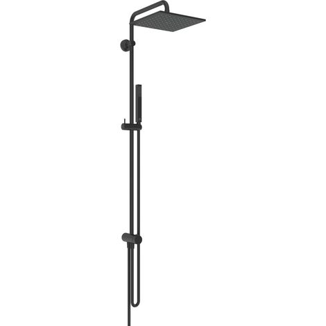 Colonne de douche, Pommeau de douche à effet pluie économe en eau, compatible avec les raccords de surface et les coudes muraux – Noir Mat (177x496x1119 mm) (1/5)