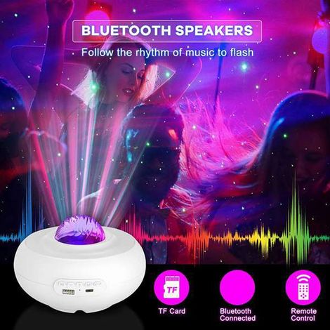 1 white LED night light in ABS with Bluetooth, projection of a starry sky and northern lights, laser effect on water. (1/5)