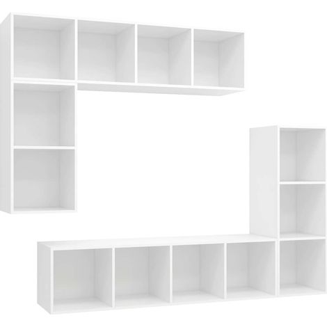Maison Exclusive - 4-tlg. TV-Schrank-Set Weiß Holzwerkstoff (1/5)