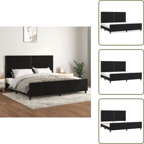 Bettgestell ohne Matratze Schwarz 200x200 cm Samt - Samtbettwäsche - Doppelbett - Boxspringbett - Hochbett - Lattenrost