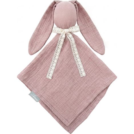 Peluche lapin en mousseline (rose poudré) (1/2)