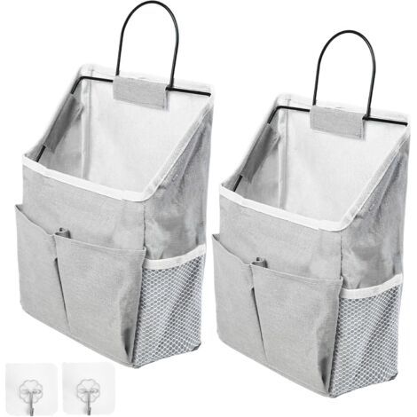 QORVA-Lot de 2 sacs de rangement muraux à suspendre avec poches, style minimaliste, sac de rangement pour cuisine, chambre, dortoir (1/5)