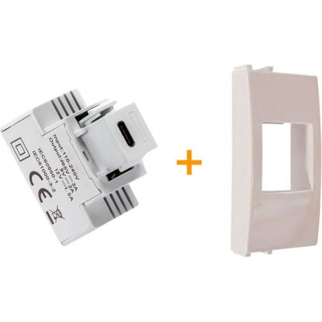 Fanton caricatore 1 USB-C 3A Ricarica rapida 18W da incasso Compatibile ABB Chiara Bianco - 82901