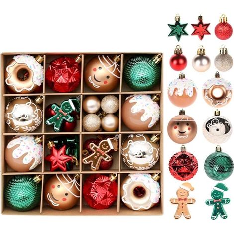 42-teiliges Weihnachtsdekorationsset, handbemalte Lebkuchenmänner, Schneeflocken, Weihnachtsbäume, perfekt zum Schmücken eines Weihnachtsbaums (1/4)