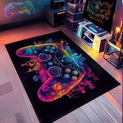 Tapis de jeu pour chambre de garçons, 80 x 120 cm, coloré, pour chambre d'enfants, décoration pour la maison, avec contrôleur imprimé, lavable, en caoutchouc antidérapant (1/5)