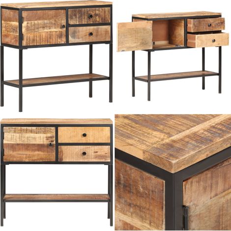 Buffet 85x30x80 cm Bois de manguier brut - Buffet Industriel - Meuble Rangement - Armoire Laterale - Bois De Manguier - Design Moderne - Home & Living (1/5)