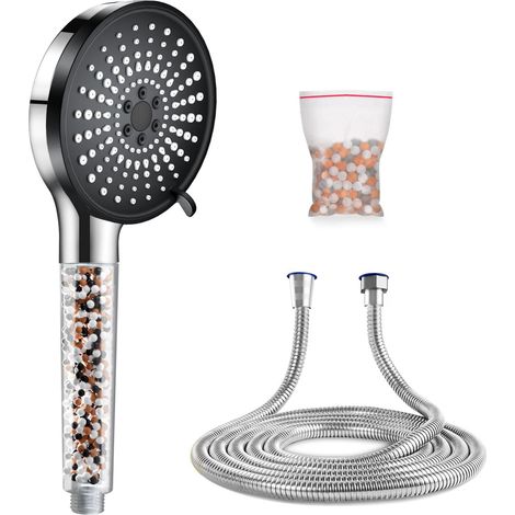 Tête de douche avec filtre d'économie d'eau, douche de salle de bain effet pluie avec 5 types de jets (1/5)