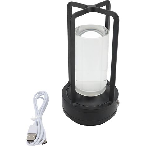 Lampe de table entièrement en aluminium rechargeable, contrôle tactile, rétro, 3 couleurs d'ambiance, pour intérieur et extérieur, noir (1/2)