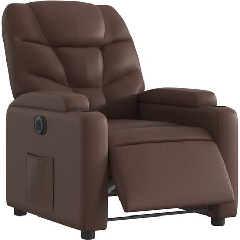 vidaXL Poltrona Reclinabile Elettrica Marrone in Similpelle