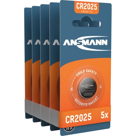 ANSMANN 5X CR2025 Batterie Lithium Knopfzelle 3V, für TAN-Gerät, Uhren, etc. (1/5)