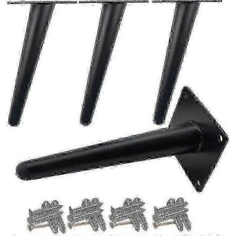 Pieds de table coniques et inclinés de 20 cm, peinture noire en aérosol, pieds de meuble en métal, pieds de meubles coniques, acier inoxydable antidérapant, Si (1/5)