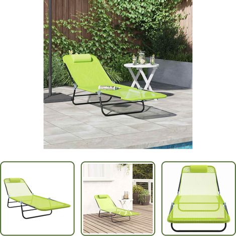 Gartenliege - Klappbare Sonnenliege Grün 182 x 55 x 85,5 cm Textilene (1/5)