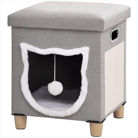 Arbre à chat avec repose-pieds et griffoir bois et tissu 35,5 x (1/5)