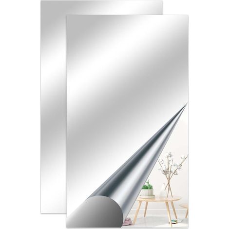 Self-Adhesive Mirror Sheets, Flexible Adhesive, Wall Mirror, Shatterproof, Wall Decoration, Bathroom, Living Room, Bedroom, 40 x 70 cm (1/2)