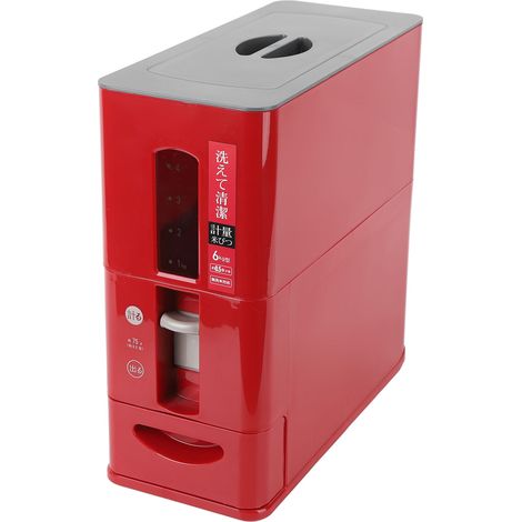 Distributeur automatique de riz 6 kg, tiroir distributeur de riz, conteneur intelligent de stockage de riz, rouge (1/5)