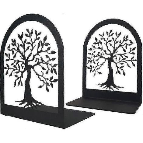 Serre-livres décoratifs Arbre de Vie, serre-livres robustes en métal, supports de livres noirs pour étagères, anti-rayures (1/5)
