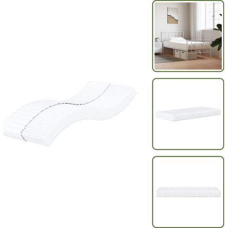 The Living Store Matelas en mousse blanc 90x200 cm dureté H2 H3 - Matelas Mousse - Matelas Blanc - Matelas Double - Literie - Sommier