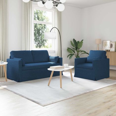 Sofa Set 2 pcs Blau 158 x 78 x 80 cm Stoff