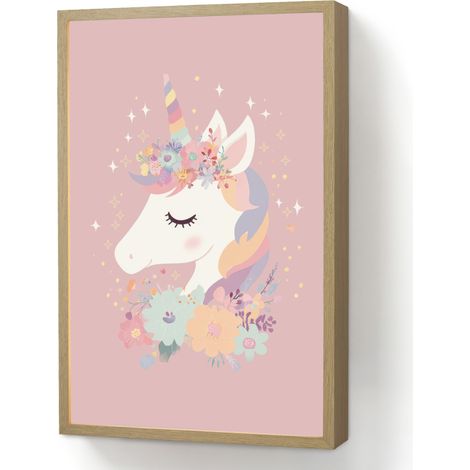 APLIQUE DE PARED Unicornio - Rosa - Flores 40x60 cm (1/5)