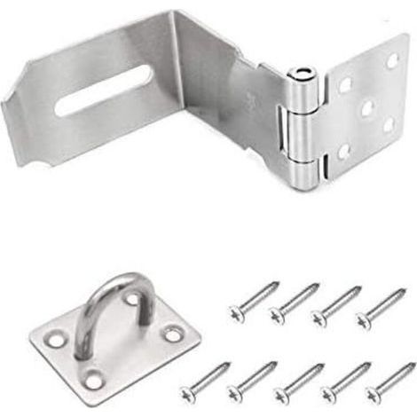 5 Inch 2 Pieces Stainless Steel Door Latch, Thickened Padlock Buckle, Padlock Door Latch 90° Clasp, Right Angle Safety Lock, Safety Device (1/5)