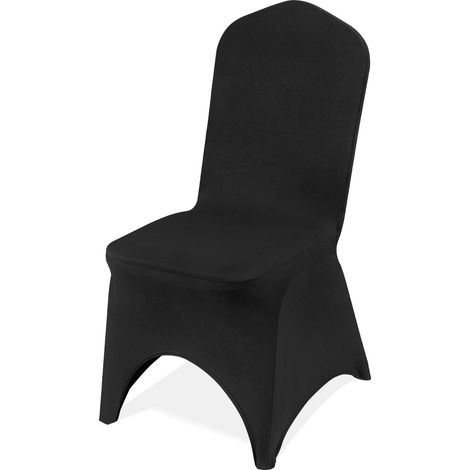 Lot de 100 housses de chaise pliantes noires en élasthanne, lavables, pour mariage, banquet et salle à manger (1/5)