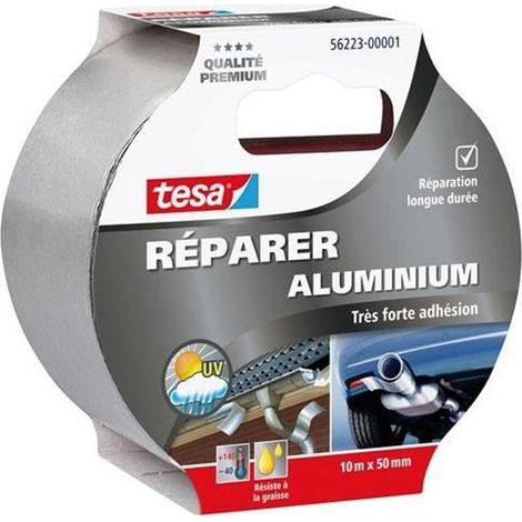 TESA Ruban de réparation Premium - 10m x 50mm - Aluminium
