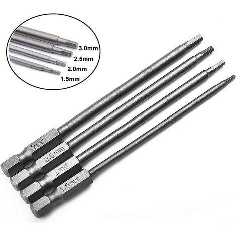 Porte-embouts magnétiques, tige hexagonale 1/4", tête magnétique, foret, rallonge longue, outil 1,5/2,0/2,5/3,0 mm