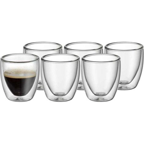 Set doppelwandiger Espressotassen, 80 ml doppelwandige Gläser, schwebender Effekt, Thermogläser, hitzebeständiges Espressoglas (1/4)