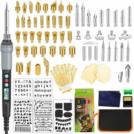 Kit per pirografia, 110 pezzi professionali di strumenti per pirografia, set di penne per saldatore elettrico, dissaldatore e pirografia