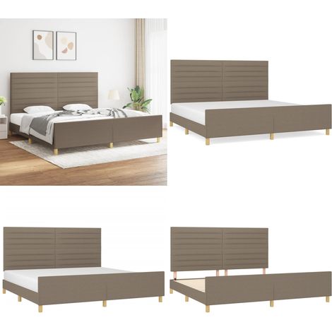 Bettgestell ohne Matratze Taupe 200x200 cm Stoff - Bettes Gestell - Doppelbett - Holzbettfundament - Lattenrost - Kopfteil - Home & Living (1/5)