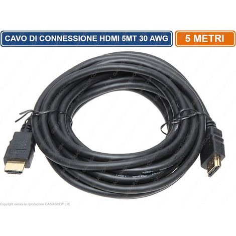CAVO INTERFACCIA MULTIMEDIALE ALTA DEFINIZIONE HDMI DA 5M METRO 30 AWG