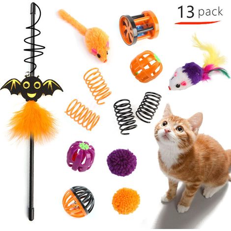 Set of 13 Halloween Cat Toys - Interactive Game
