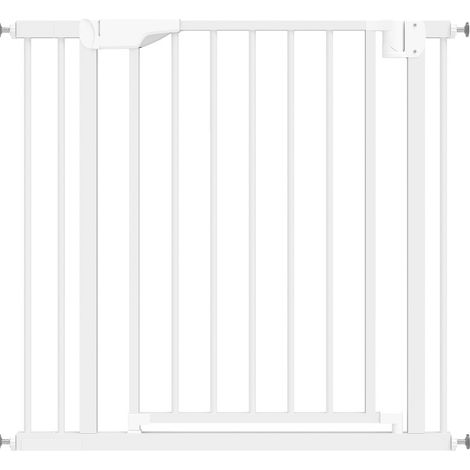 Barrière de sécurité pour enfants sans perçage avec fermeture automatique 76-89 x 76 cm blanche (1/5)