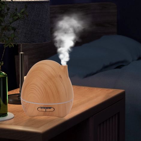 Ultraschall-Aroma-Diffusor in Form einer Eierschale, Luftbefeuchter mit 7-farbiger LED-Beleuchtung, 110-240 V, helle Holzoptik, europäischer Standard. (1/5)