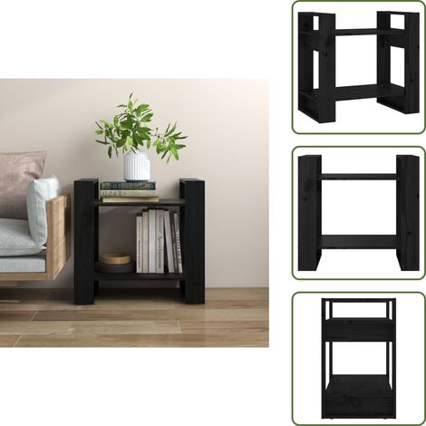 Bibliothèque/Séparateur de pièce Noir 60x35x57 cm Pin massif - Bibliothèque - Bibliothèque En Bois - Meuble Rangement - Séparateur De Pièce - Étagère (1/5)