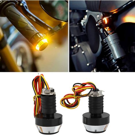 Clignotant LED 12 V pour moto, embout de guidon, blanc/jaune (1/5)