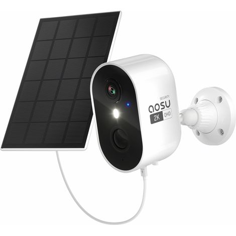 AOSU 2K Outdoor WiFi Wireless Surveillance Camera, 3MP Outdoor Surveillance Camera with Mobile Solar Panel for Home Security, Automatic Tracking, Night Vision Color