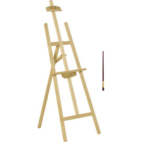 Caballete de artista con patas, dim. 51,5L x 71,5l x 134,5H cm, inclinación y altura ajustables, máx. 90°, madera de pino (1/4)