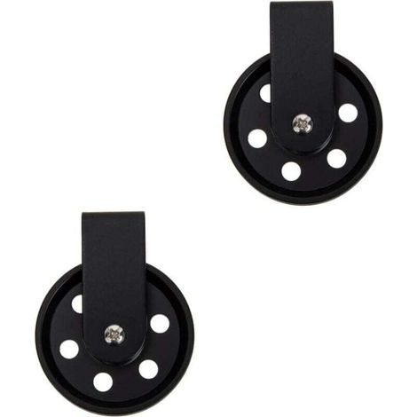 Uonlytech 2 Pièces 50mm Accessoires D'éclairage Suspension Poulie Roue Appliques Murales Noires Lampe Murale Roue En Fer Roue Rétro Corbeaux Roues De Chariot Câble Extérieur Fer Forgé
