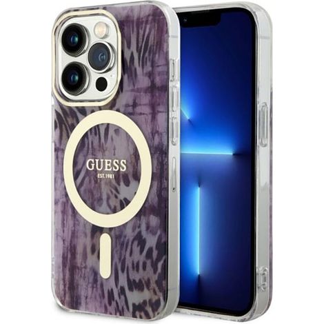 Guess Leopard MagSafe - Custodia per iPhone 14 Pro (Rosa) (1/5)